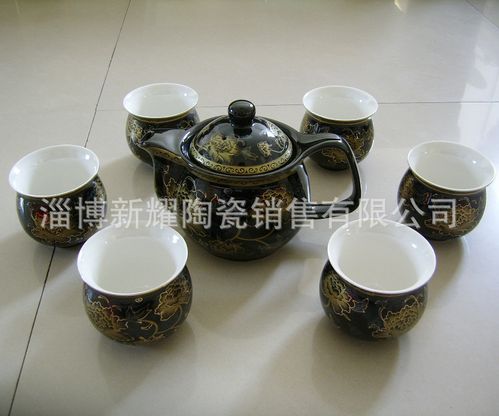 淄博陶瓷茶具 复古黑色烫金功夫茶具的匠心与商机